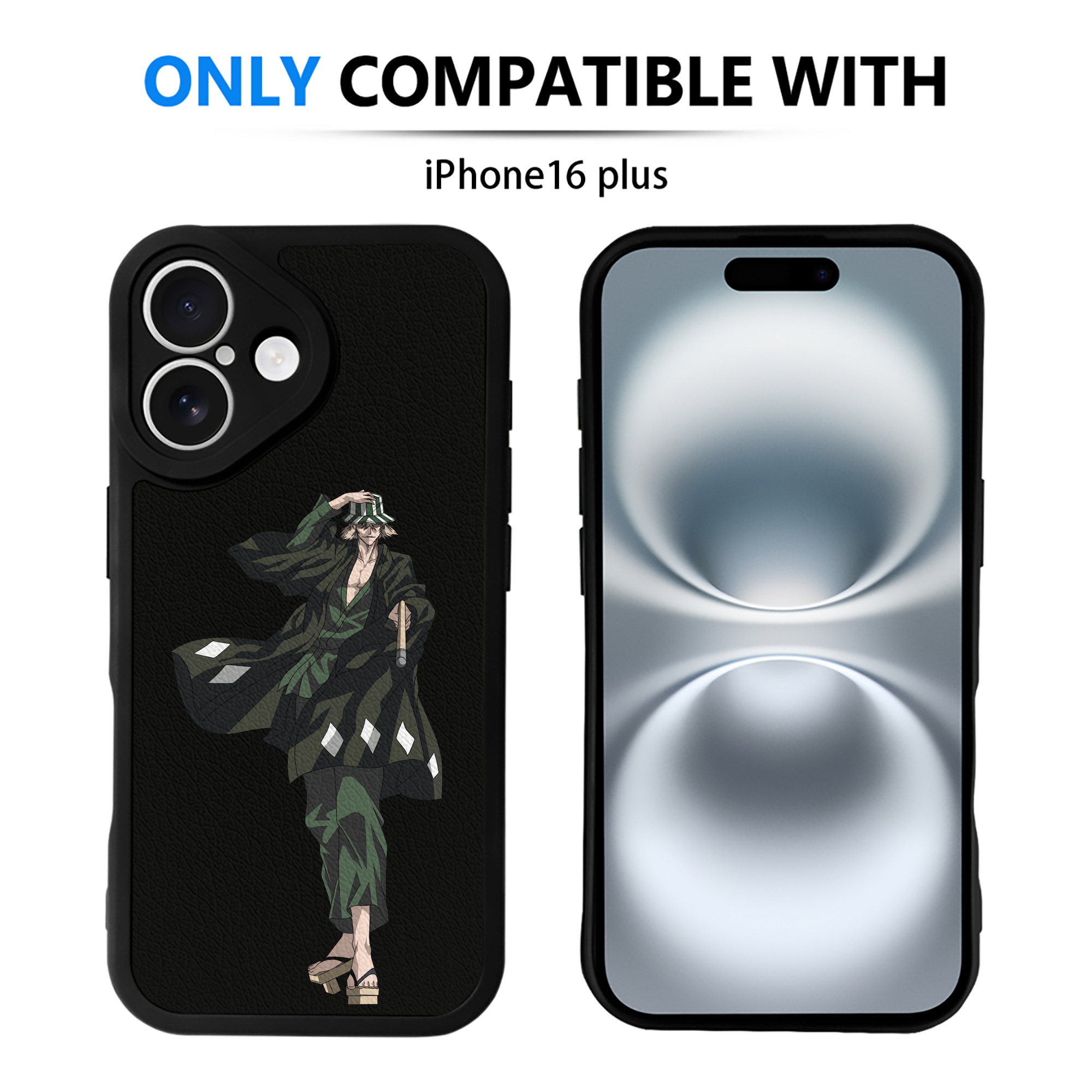 （画像用） "ブリーチ 浦原 喜助（うらはら きすけ） BLEACH Urahara Kisuke " 【iPhone 16シリーズ対応】シリコンスマホケース（レザー調） 材質：シリコン